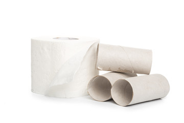 toilet paper on white background