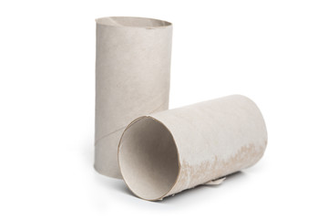 Leftover tissue paper roll on isolate background.