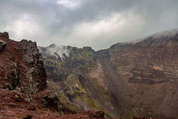 Fascinating and dangerous journey around the edge of the volcano Mount Vesuvius