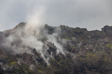 Fascinating and dangerous journey around the edge of the volcano Mount Vesuvius