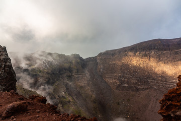 Fascinating and dangerous journey around the edge of the volcano Mount Vesuvius