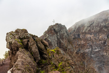 Fascinating and dangerous journey around the edge of the volcano Mount Vesuvius