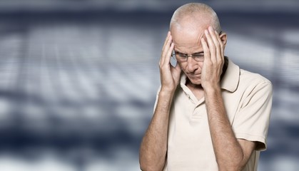 Seniors portrait of sad old caucasian man