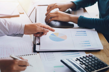 business teamwork for working new project in office. finance and accounting concept