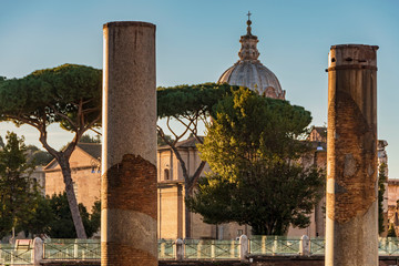 Traian Forum with column ruins in Rome