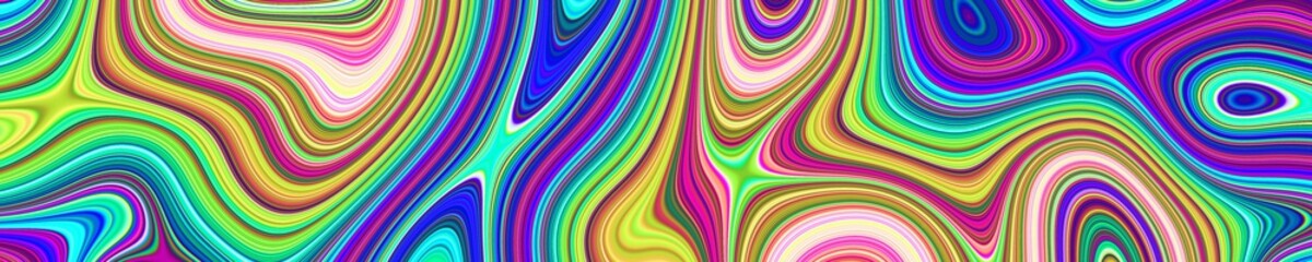 Psychedelic web abstract pattern and hypnotic background,  multicolored banner.