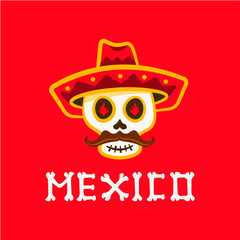 Mexican Skulls Logo. Day of the Dead Vector illustration