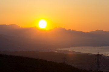 sunset in the mountains