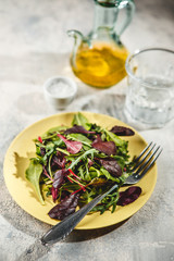 Fresh salad mix of baby spinach, arugula leaves and chard