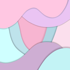 Paper art cartoon abstract waves. Paper carve background. Modern origami design template. Vector illustration. 3d paper layers. For landing page, template, ui, web, poster, banner.