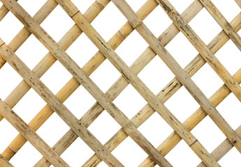 bamboo fence or cage on white background with clipping path