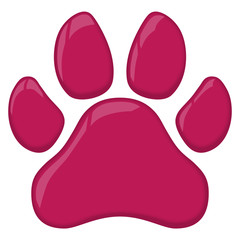 Pink cat or dog paw print vector illustration