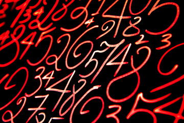 Background of numbers. from zero to nine. Mathematical equations and formulas .1, 2, 3, 4, 5, 6, 7, 8, 9, 10, logo design 