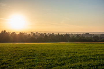 The sunset over wheat field in Germany