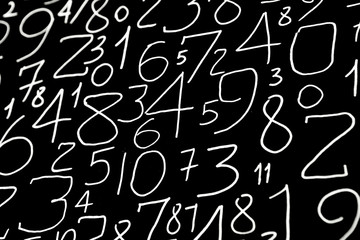 Background of numbers. from zero to nine. Mathematical equations and formulas .1, 2, 3, 4, 5, 6, 7,...