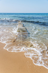 Ancient Roman Sea Wall for Fish Farm on a Beach in Southern Italy Italy