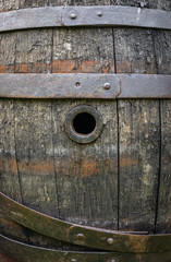 The old and vintage barrel in wine cellar