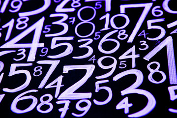 Background of numbers. from zero to nine. Mathematical equations and formulas .1, 2, 3, 4, 5, 6, 7, 8, 9, 10, logo design 