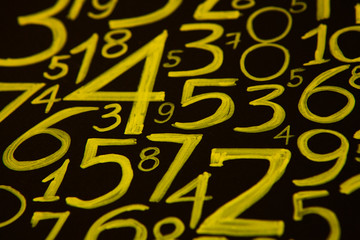Background of numbers. from zero to nine. Mathematical equations and formulas .1, 2, 3, 4, 5, 6, 7, 8, 9, 10, logo design 