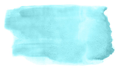 Abstract watercolor background hand-drawn on paper. Volumetric smoke elements. Blue-Green color. For design, web, card, text, decoration, surfaces.