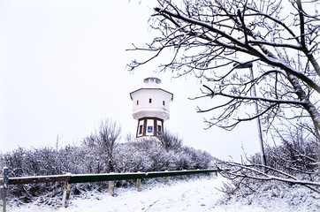 Lighthouse in a snowy day