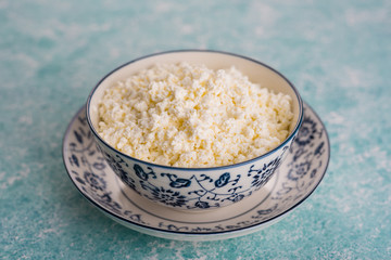 Cottage cheese with blueberries.