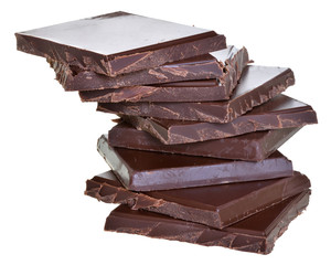 Cubes of chocolate isolated