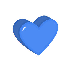Heart isometric flat icon in blue, love symbol, like vector illustration