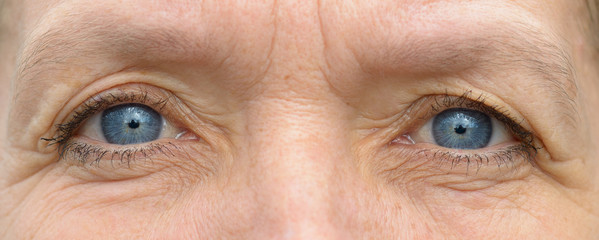 Middle aged caucasian woman eyes in close-up