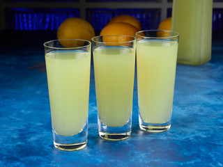 Traditional Italian liqueur limoncello or limoncino