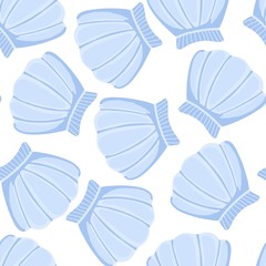 Blue seashells vector seamless pattern. Abstract shell marine wallpaper.