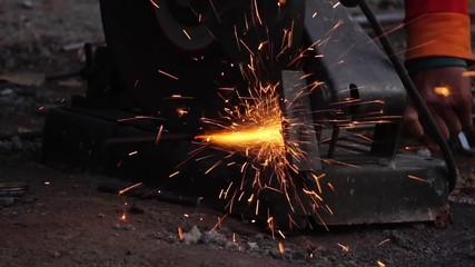 Concept Labor Day: Workers are using a fiber cut