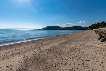 Fototapeta na wymiar Landscape of the Seto Inland Sea, Beach of Yuge-shima, Japan