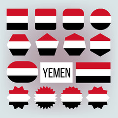 Yemen Flag Set Vector. Official Nepal Yemen Flat Symbol. Different Shape. Illustration