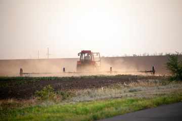 Fototapeta premium Sowing and plowing action in the spring season