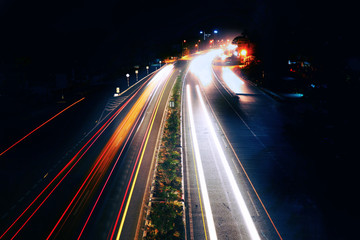 Long exposure photograph of evening traffic