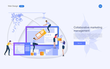 Business concept for marketing for banner and website. Analysis and brainstorm teamwork, creative innovation, consulting, financial report and project management strategy. Vector illustration.