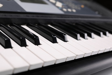 Piano  keyboard instrument, composition on a white background.