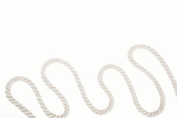 white waved and long rope isolated on white