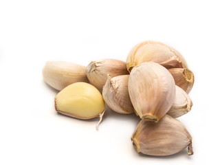 Fresh garlic on white background.