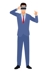 businessman wearing virtual reality headset