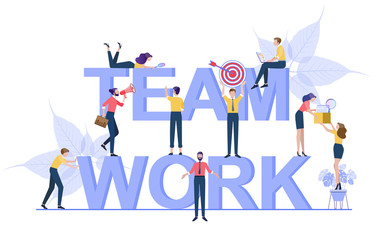 Vector banner flat design in concept for business people teamwork, human resources. Vector illustration.