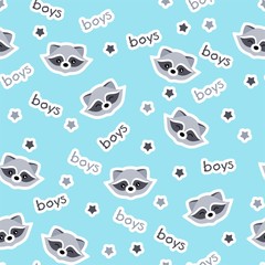Vector pattern with raccoons. Design element for social networks, children's clothing, exercise books, room decoration and other uses.