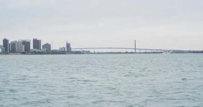 Ambassador Bridge crossing the Detroit River leading into Canada
