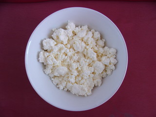 cottage cheese in a white bowl