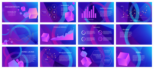Violet presentation template. Elements for slide presentations on a color background. Flyer, corporate report, marketing, advertising, annual report, banne