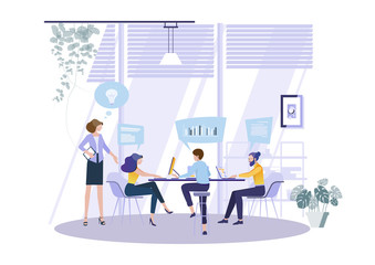 Business meeting and brainstorming. Business concept for teamwork. Vector illustration infographic template,web banner with people, team.