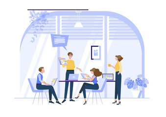 Business meeting and brainstorming. Business concept for teamwork. Vector illustration infographic template,web banner with people, team.