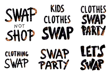 Swap hanwritten lettering set. Vector text. 