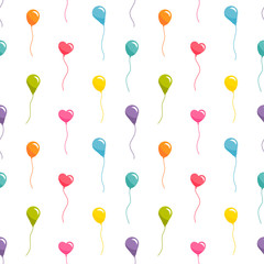 Obraz premium Seamless pattern with colorful balloons on white background
